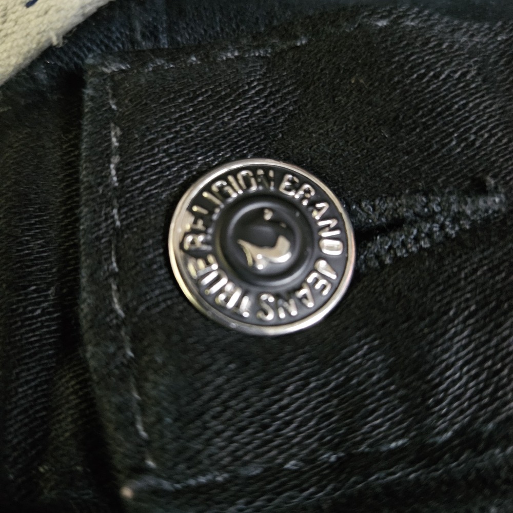 True Religion Ricky Straight Leg Black Jeans Mens Size 38 Made in USA 38x32 - Picture 13 of 14